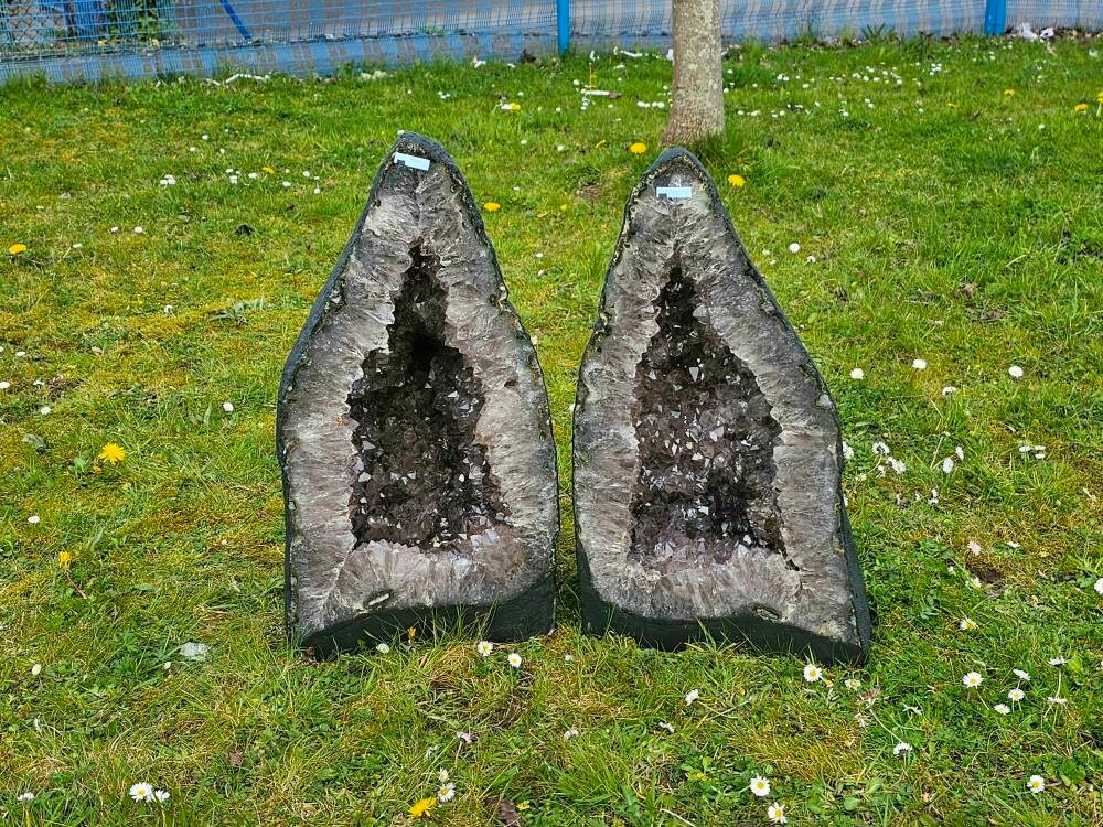 Large Amethyst Quartz Crystal Church Geode Pair 136.85 KG