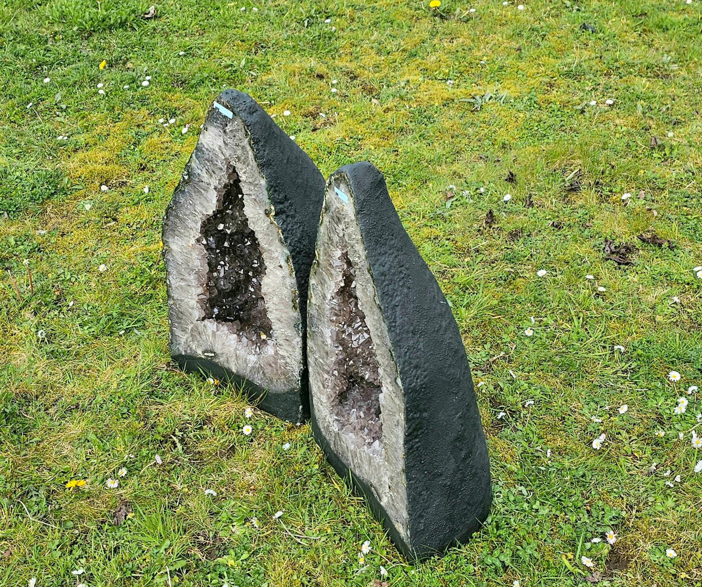 Large Amethyst Quartz Crystal Church Geode Pair 136.85 KG