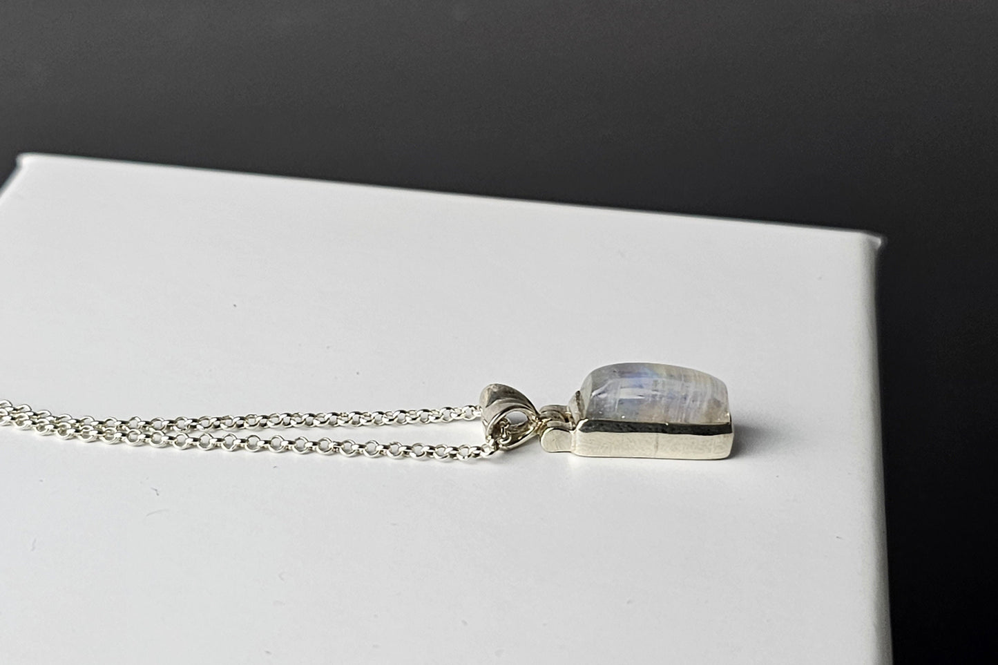 292) Moonstone Crystal Necklace 925 Silver