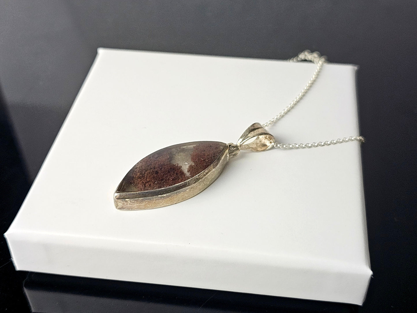 353) Large Lodalite Crystal Necklace 925 Silver