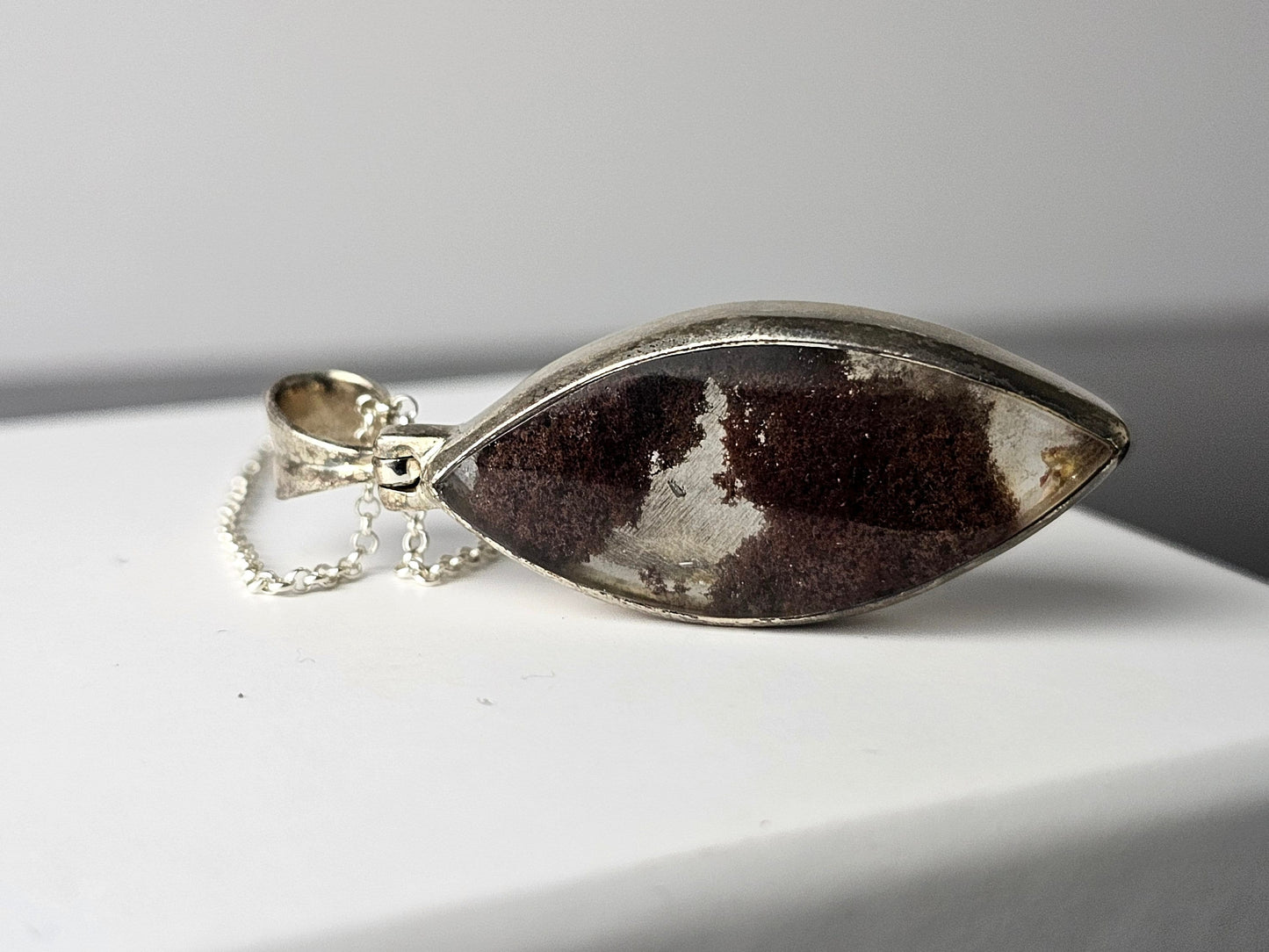 353) Large Lodalite Crystal Necklace 925 Silver