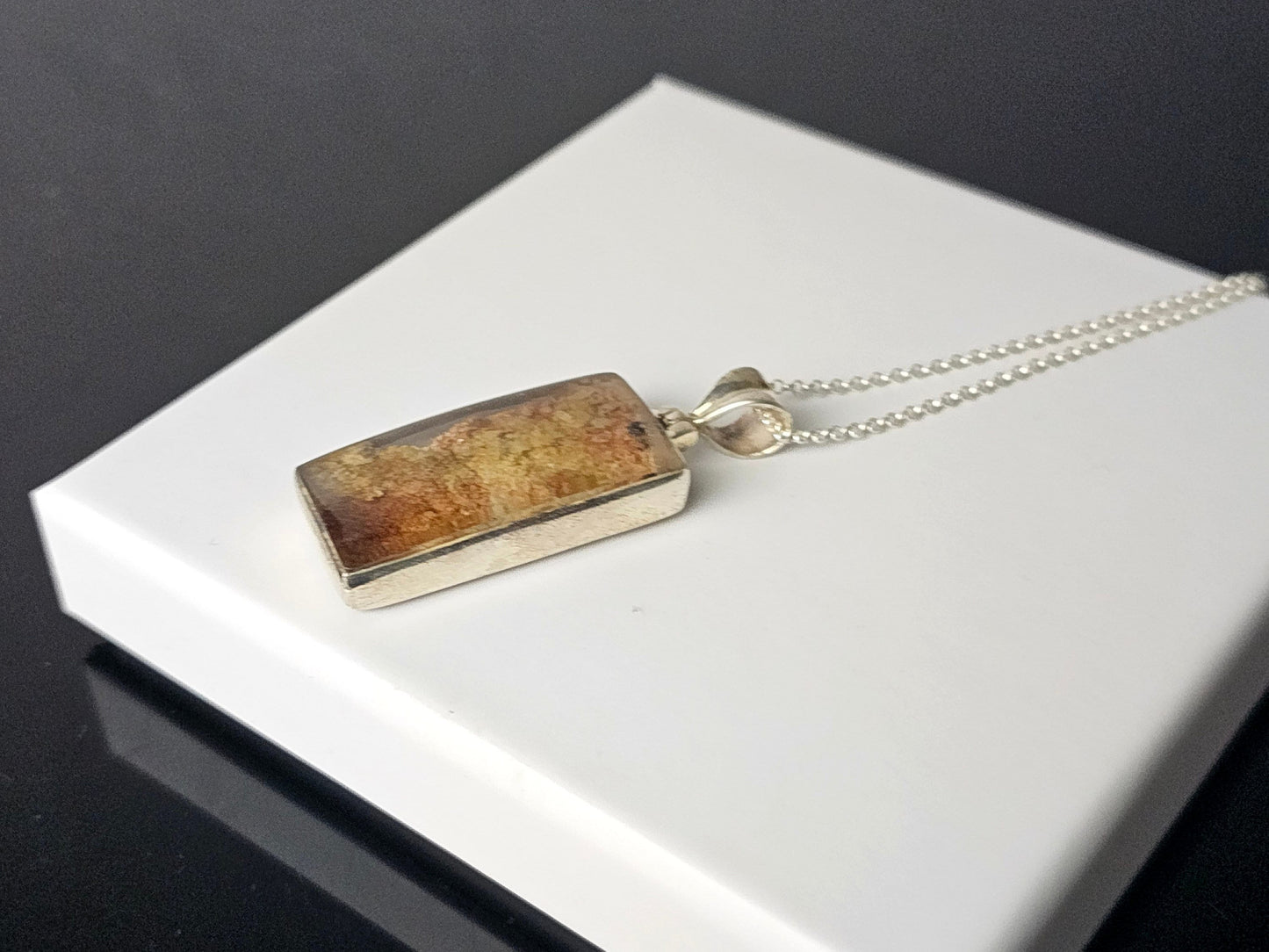 354) Large Lodalite Crystal Necklace 925 Silver
