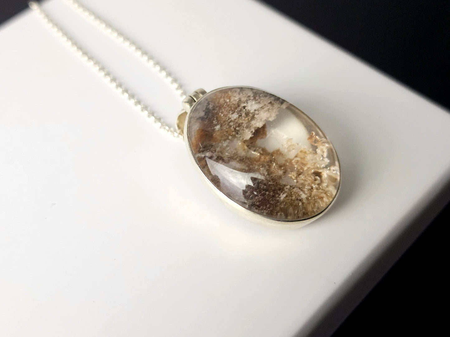 352) Large Lodalite Crystal Necklace 925 Silver