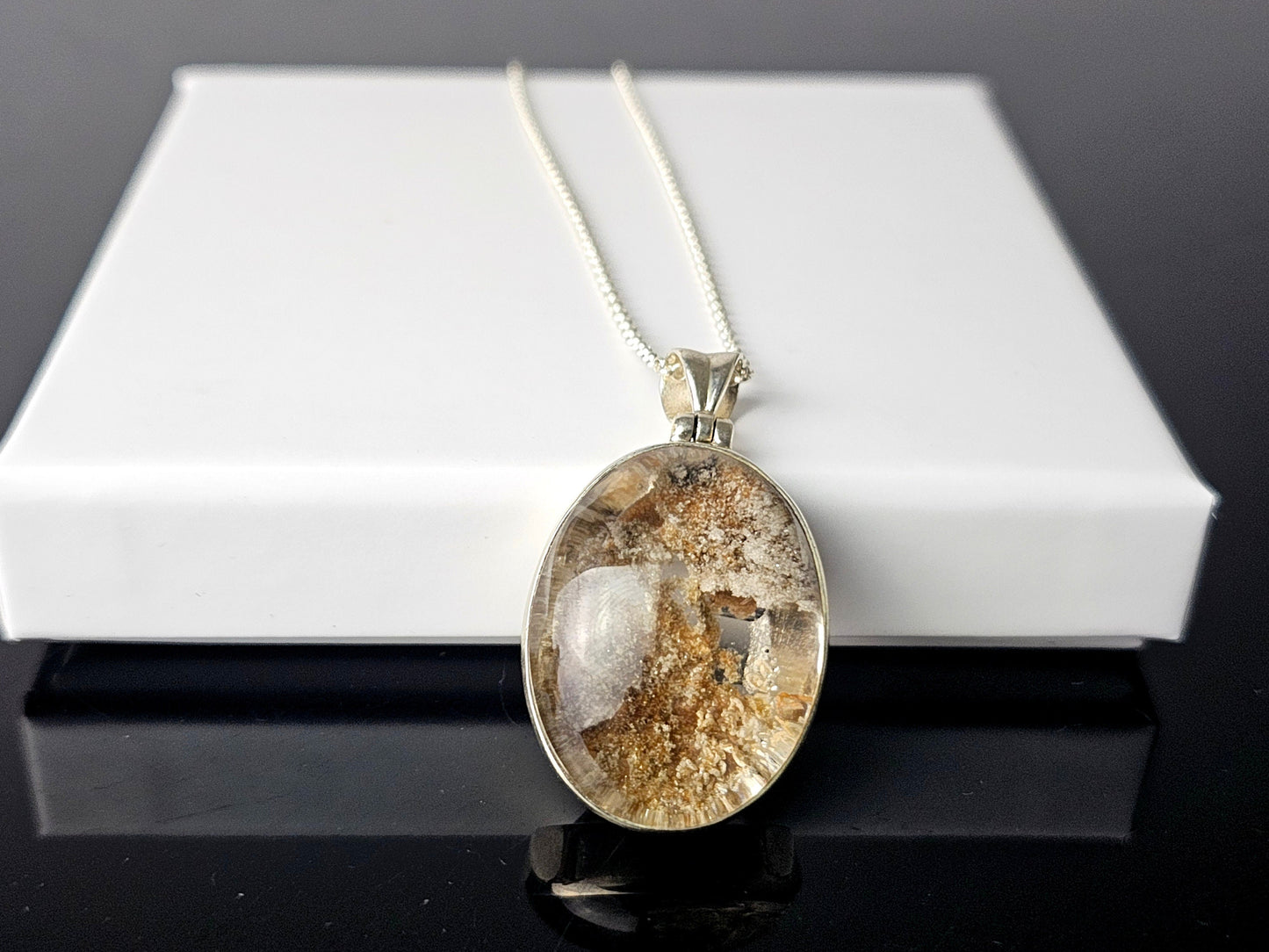 352) Large Lodalite Crystal Necklace 925 Silver
