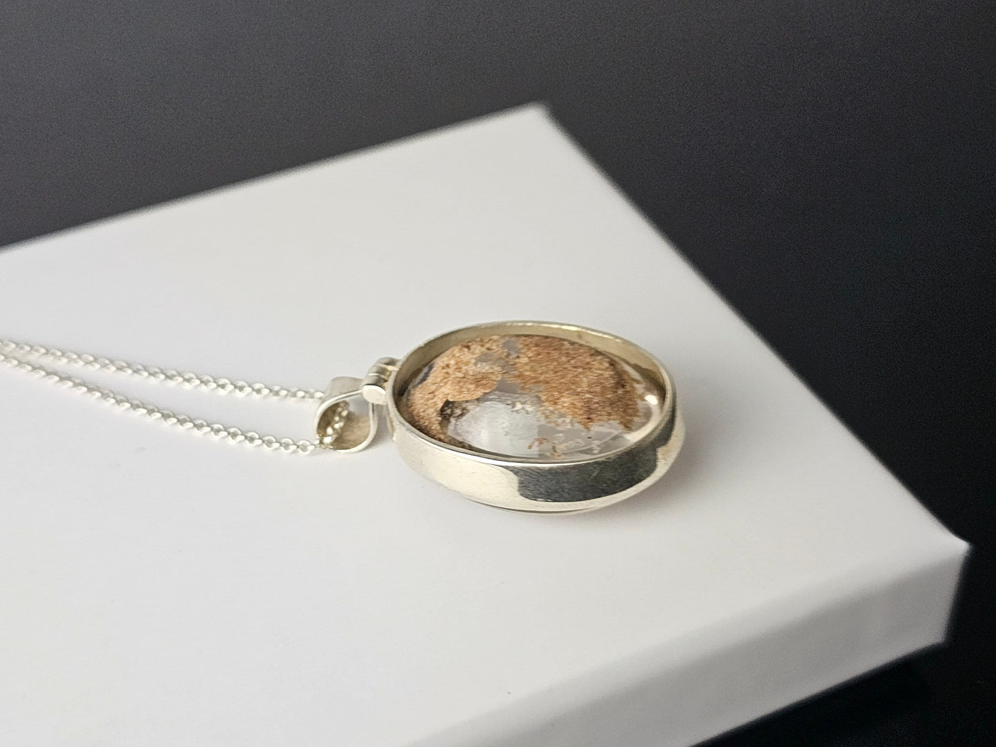 352) Large Lodalite Crystal Necklace 925 Silver