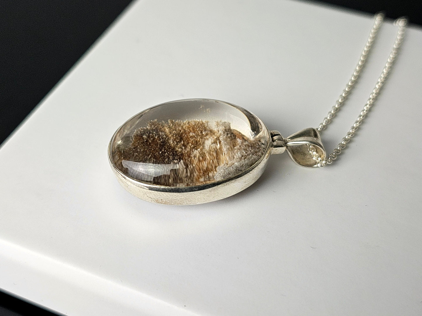 352) Large Lodalite Crystal Necklace 925 Silver