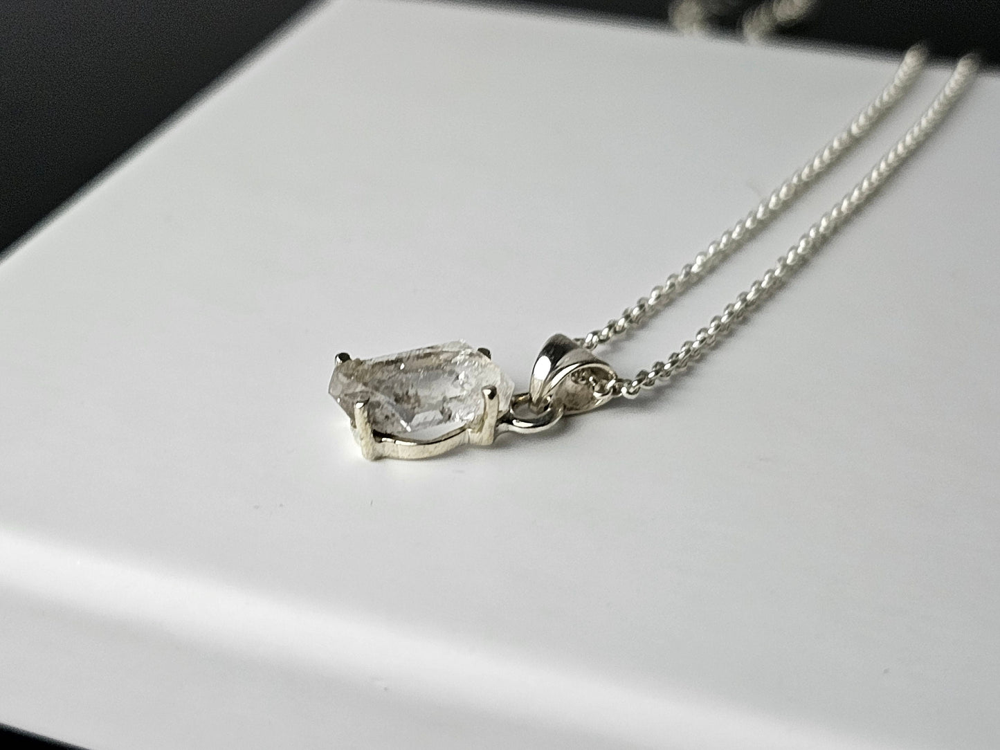 337) Herkimer Diamond Crystal Necklace 925 Silver
