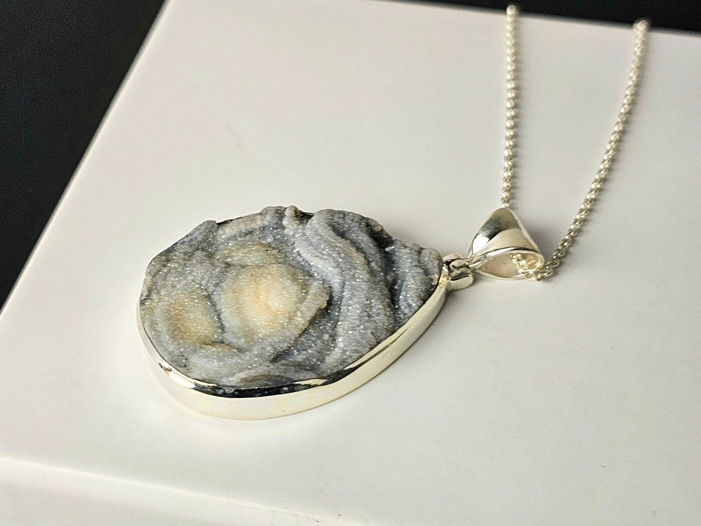 358) Large Desert Crystal Quartz Necklace 925 Silver