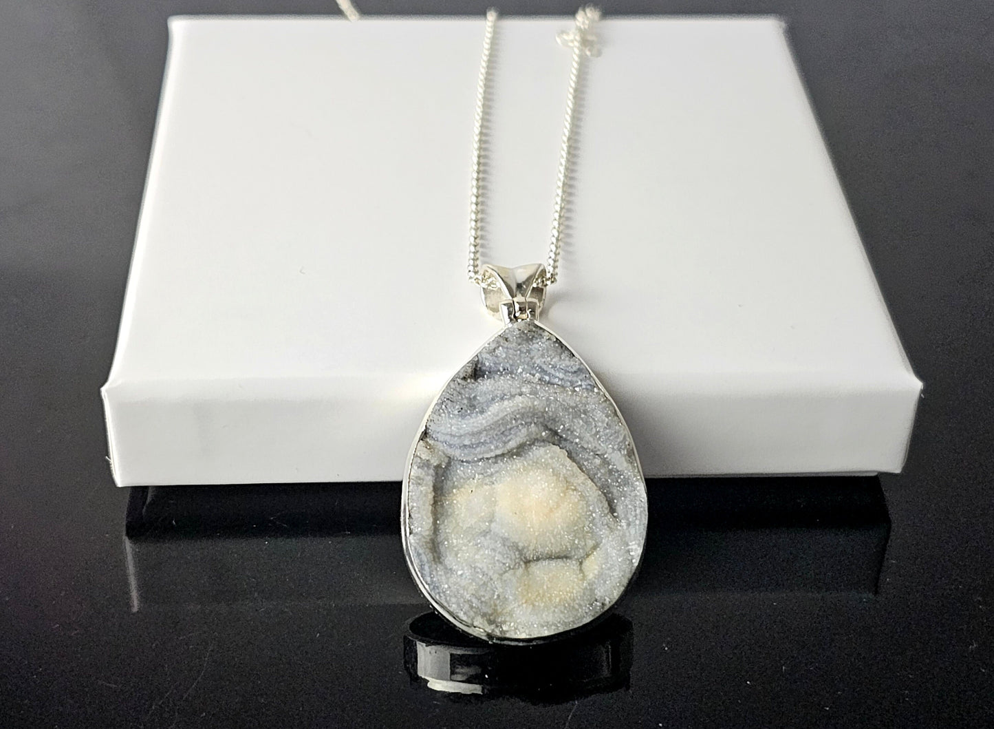 358) Large Desert Crystal Quartz Necklace 925 Silver