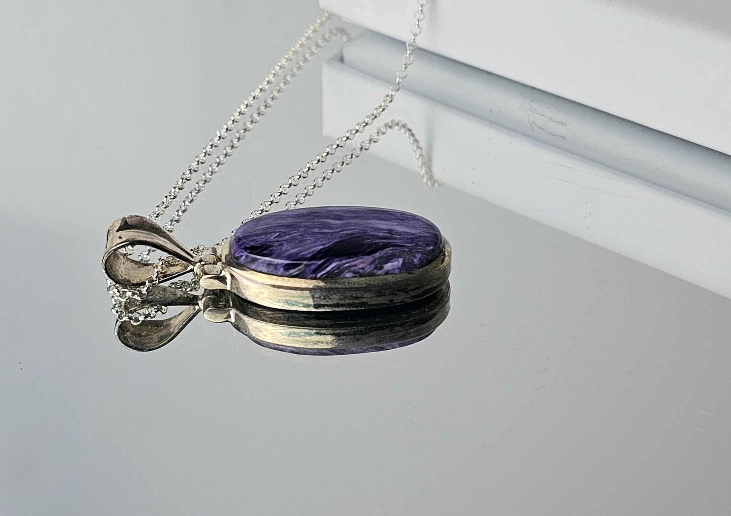 Charoite Crystal Necklace 925 Silver (#73)