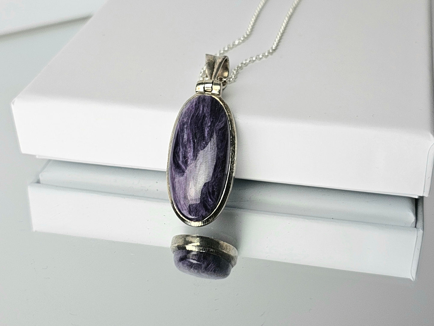 Charoite Crystal Necklace 925 Silver (#62)