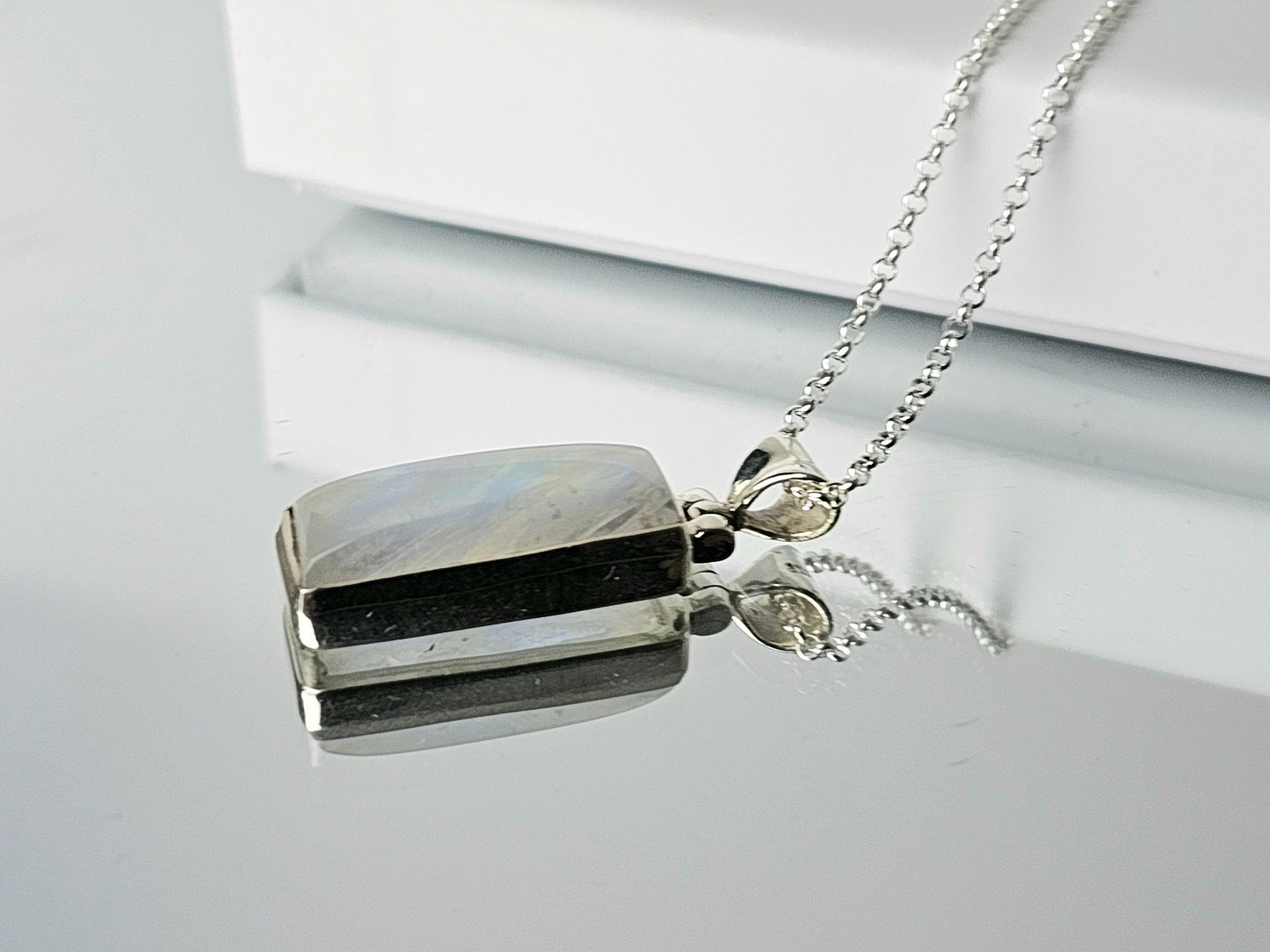 1) Moonstone Crystal Necklace 925 Silver