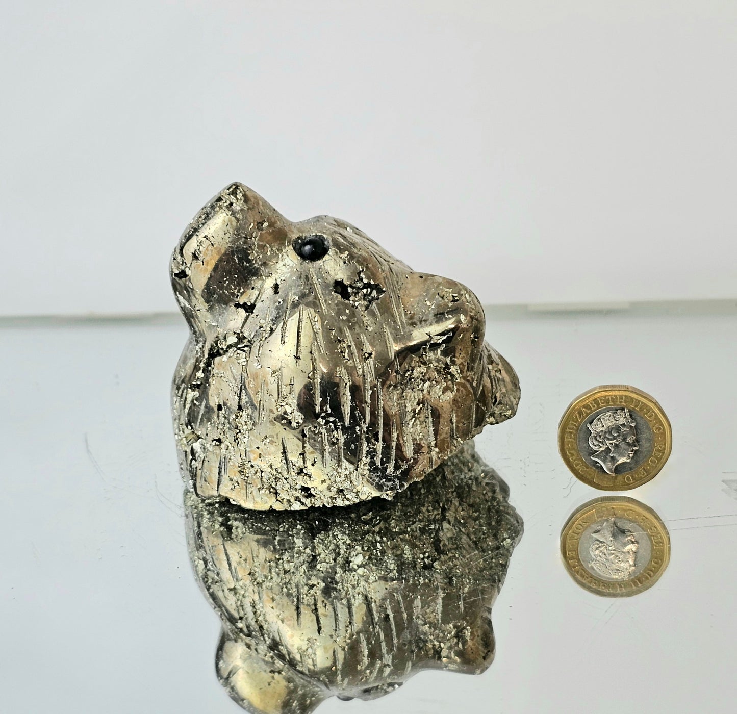 Peruvian Pyrite Crystal Carving - Bear (#2)