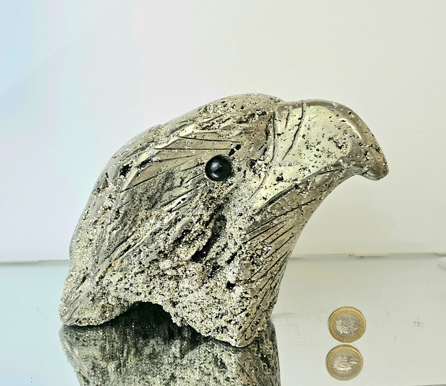 Peruvian Pyrite Crystal Carving - Eagle (#5)