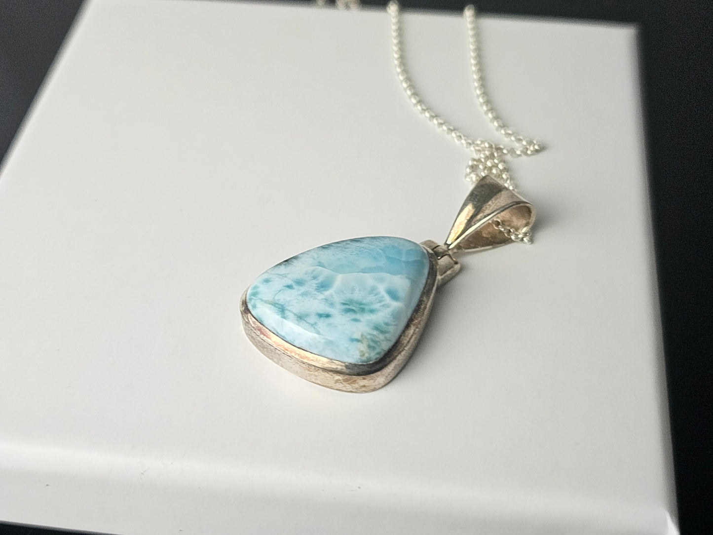 316) larimar crystal necklace 925 silver