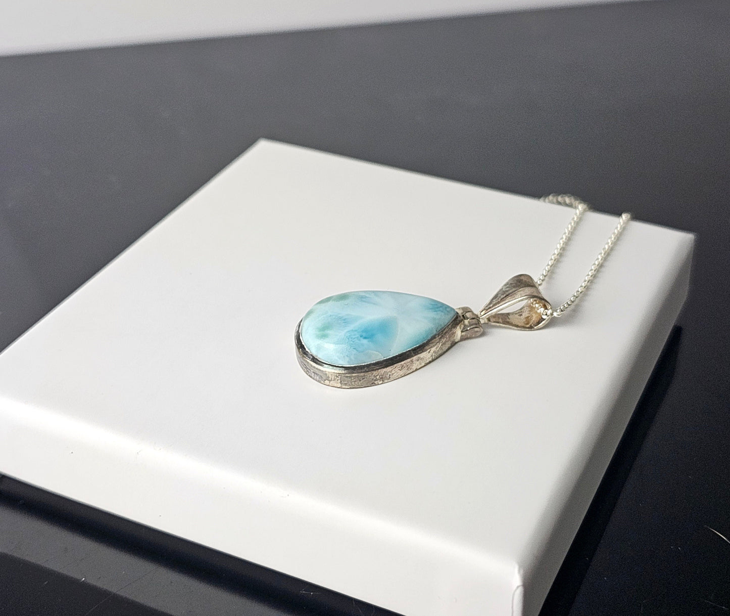 314) larimar crystal necklace 925 silver