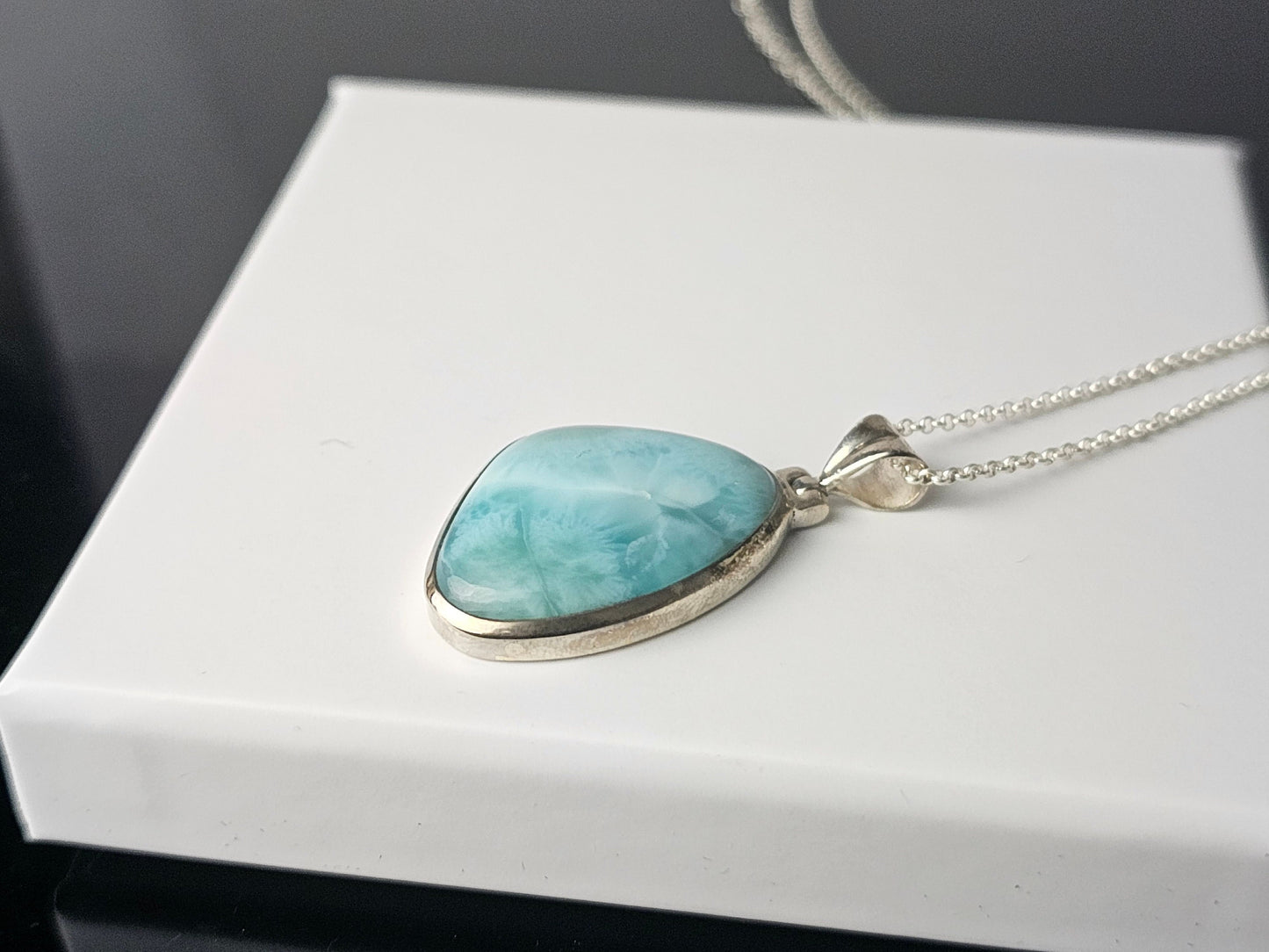 312) larimar crystal necklace 925 silver