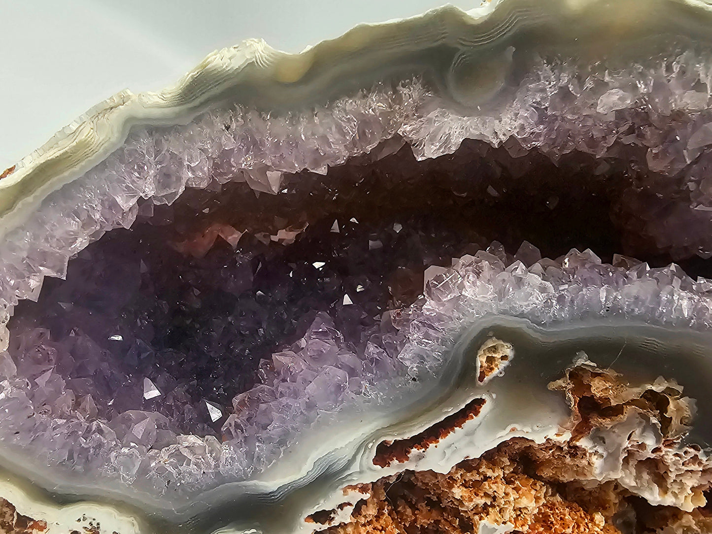 orca agate and amethyst crystal geode
