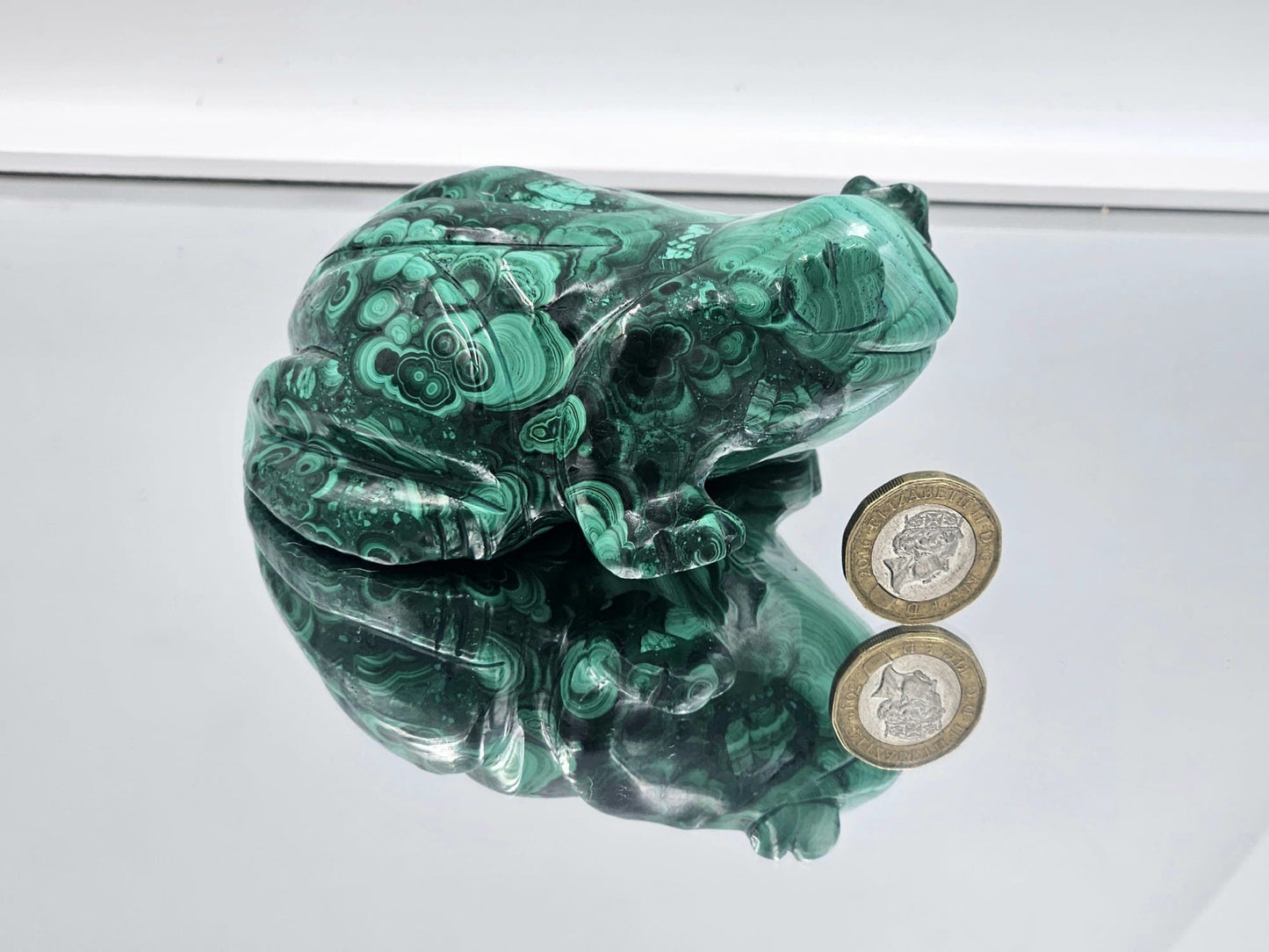 Large Malachite Crystal Toad Frog Carving 761g