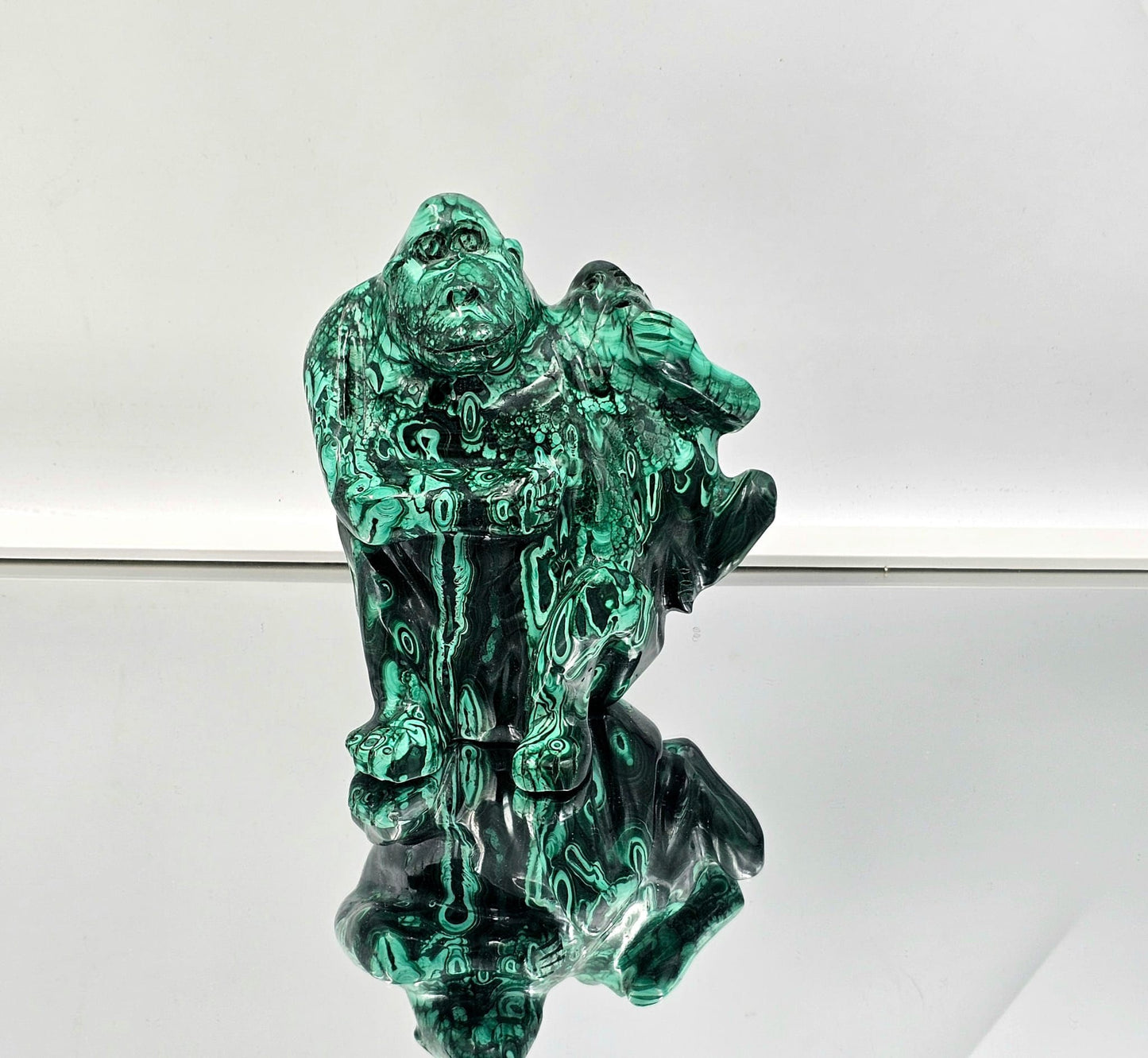 Large Malachite Crystal Gorilla Carving 1.59 KG