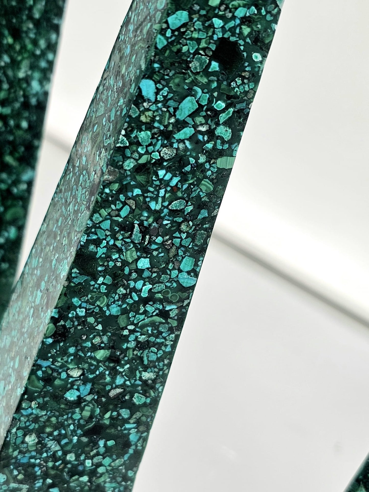 Large Malachite Chrysocolla Obelisk Tower