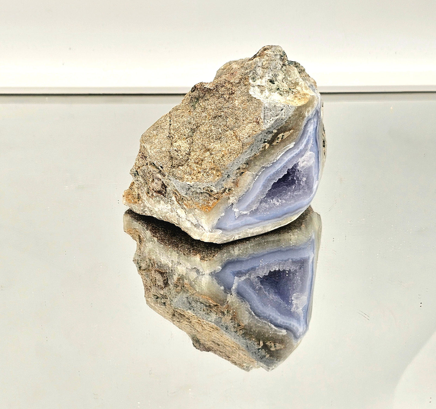 Large Blue Lace Agate Crystal Geode (#2)