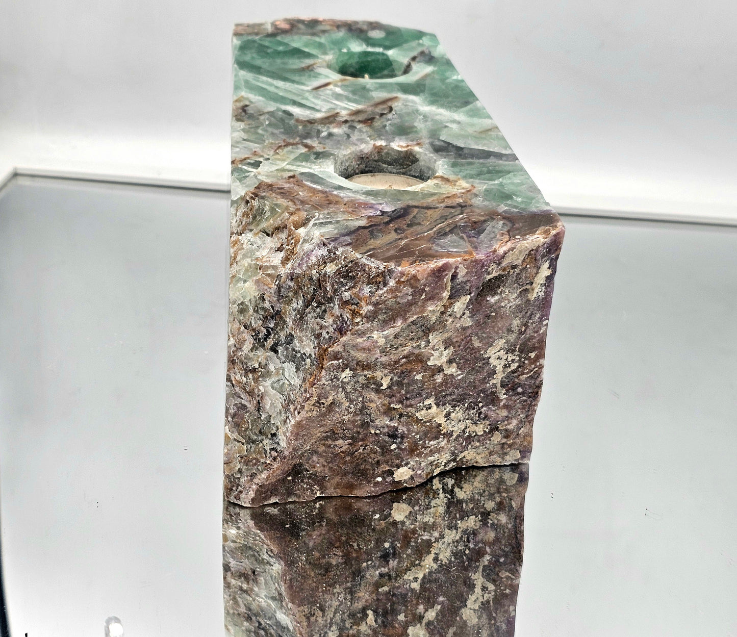Large Fluorite Crystal Candle Holder