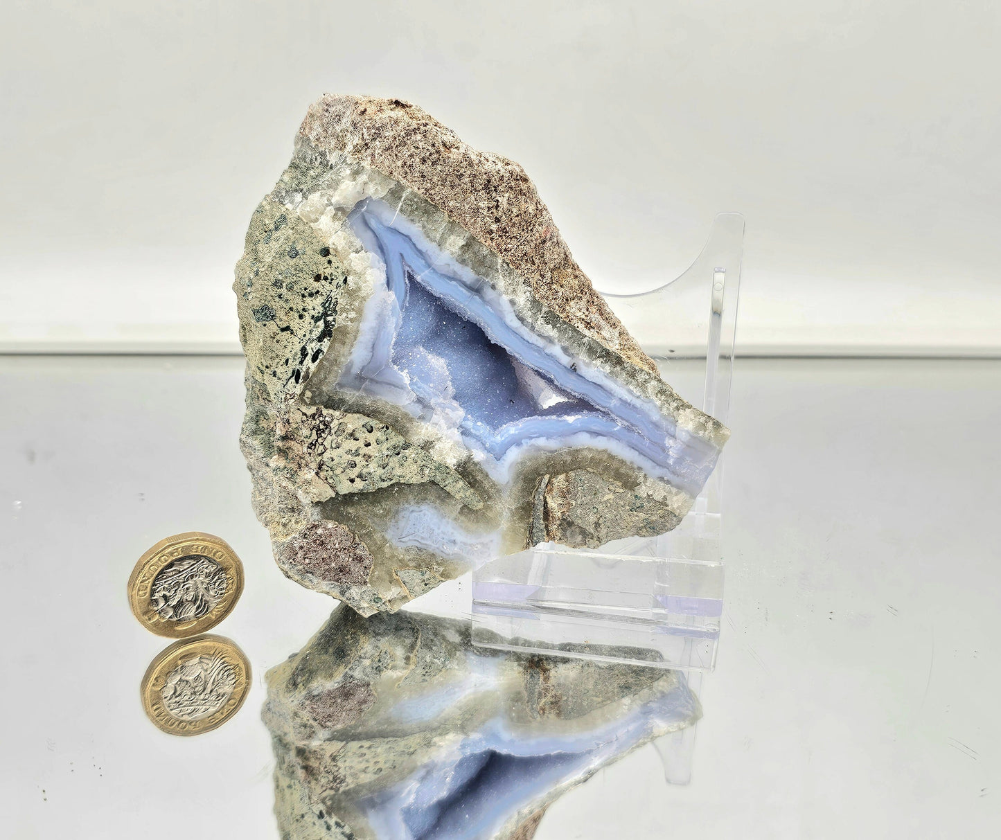 Large Blue Lace Agate Crystal Geode (#17)