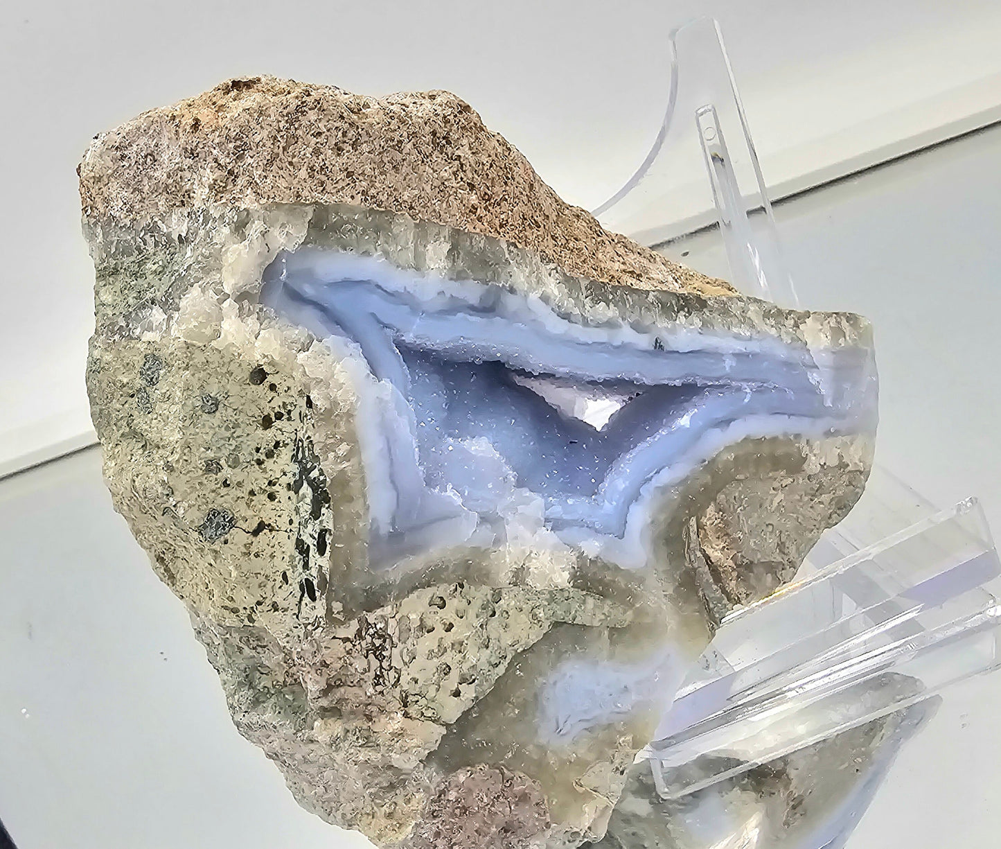 Large Blue Lace Agate Crystal Geode (#17)