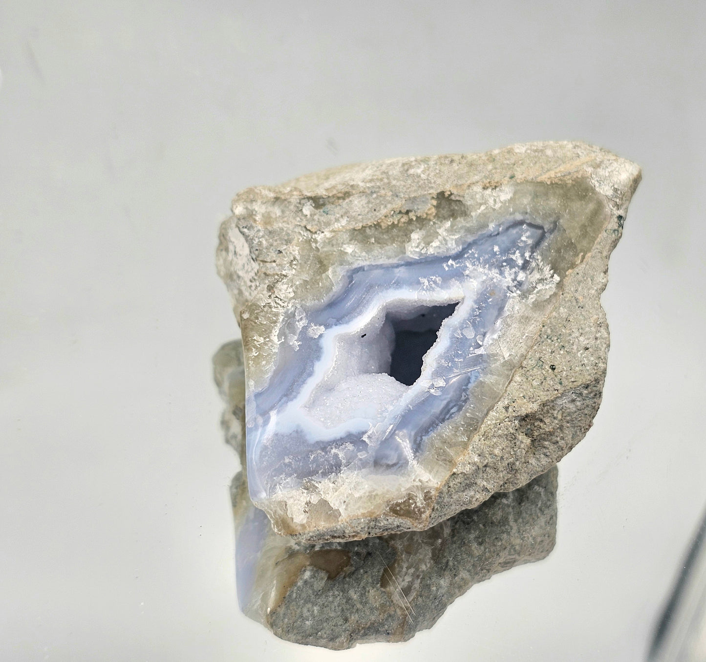Small Blue Lace Agate Crystal Geode (#18)