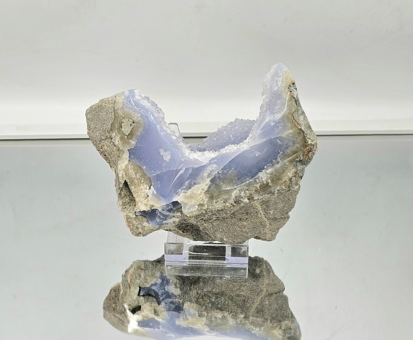Large Blue Lace Agate Crystal Geode (#9)
