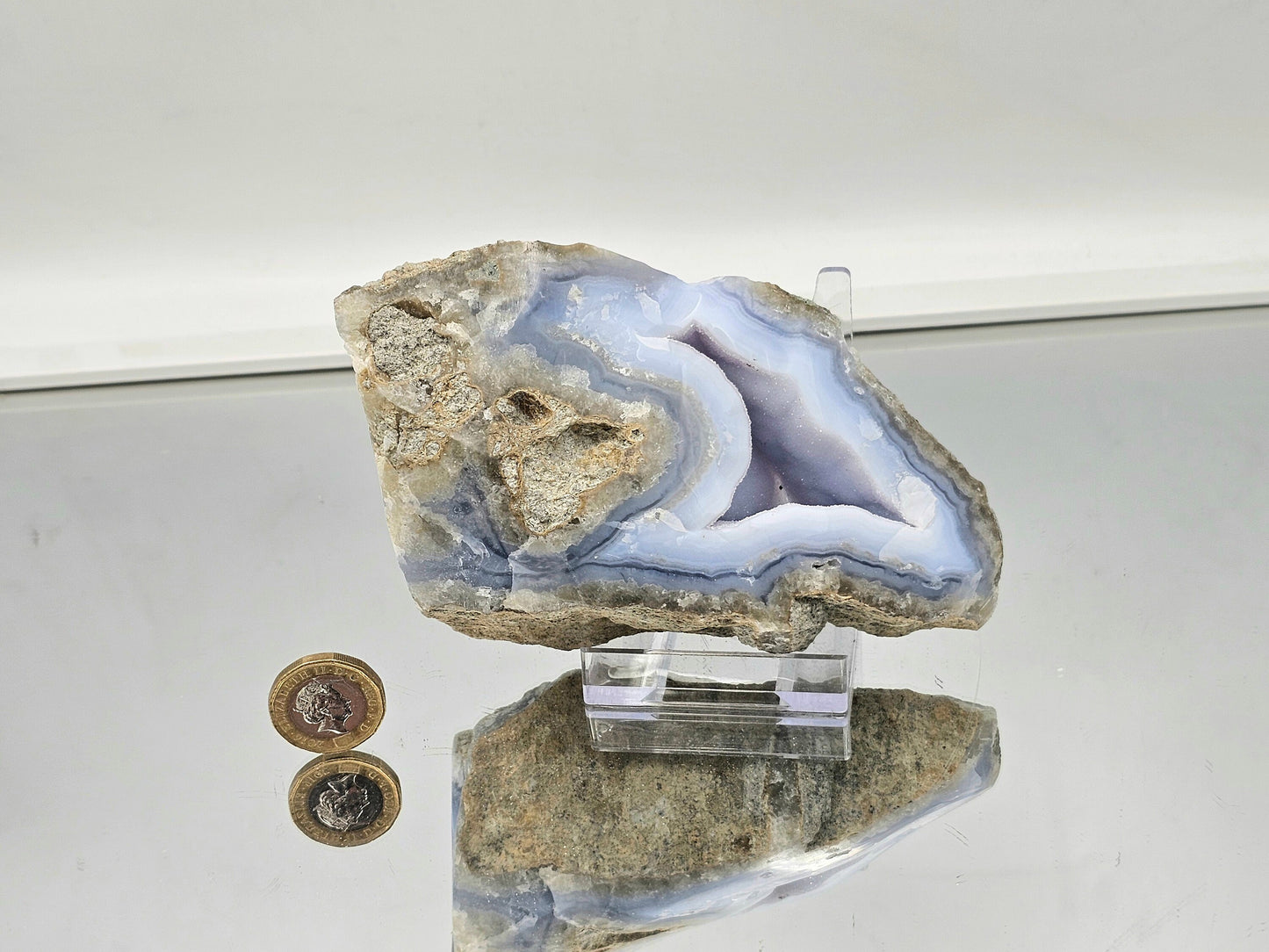 Large Blue Lace Agate Crystal Geode (#10)