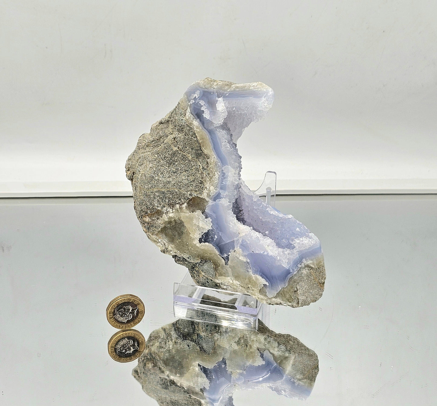 Large Blue Lace Agate Crystal Geode (#9)