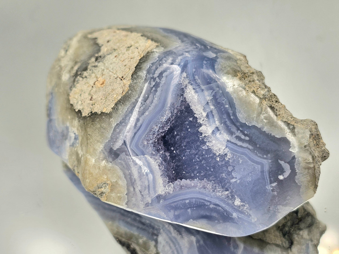 Large Blue Lace Agate Crystal Geode (#8)