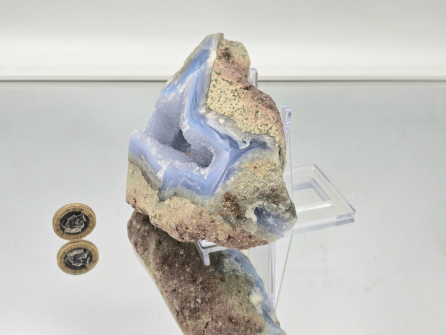 Large Blue Lace Agate Crystal Geode (#7)