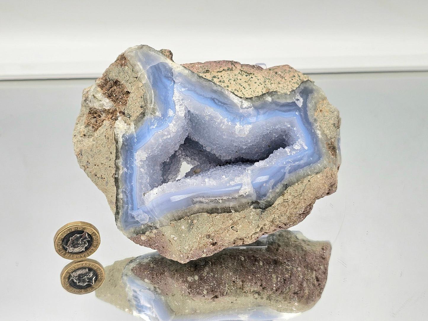 Large Blue Lace Agate Crystal Geode (#7)