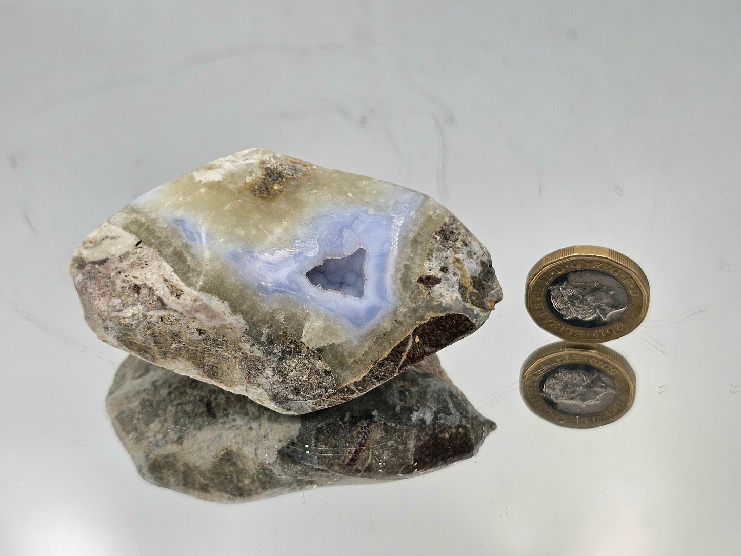 Small Blue Lace Agate Crystal Geode (#30)