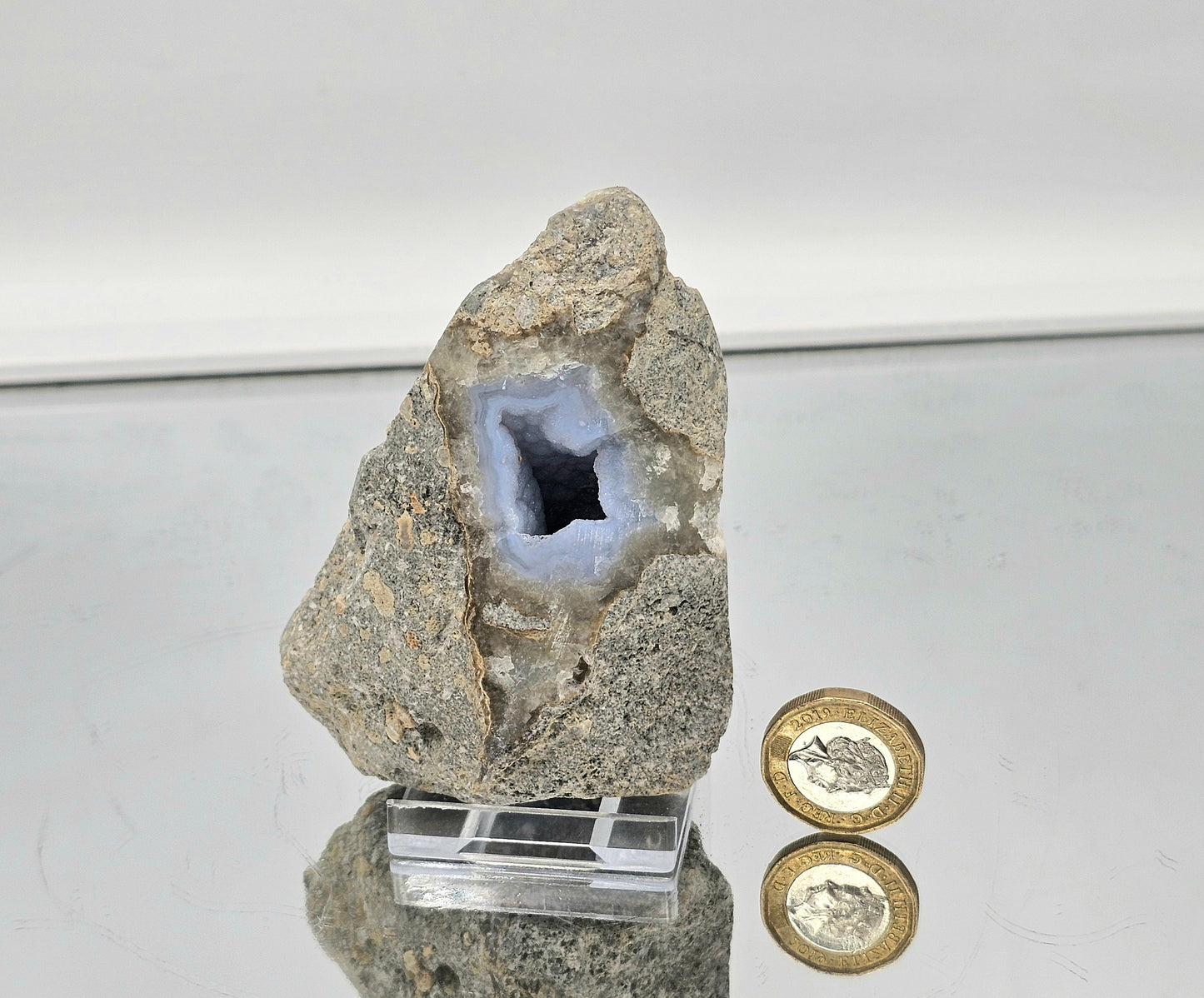 Small Blue Lace Agate Crystal Geode (#27)