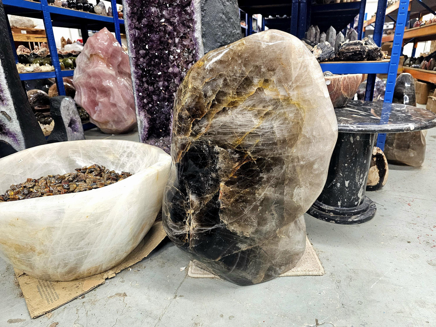 Very Large Smoky Quartz & Golden Healer Crystal 114.3 KG