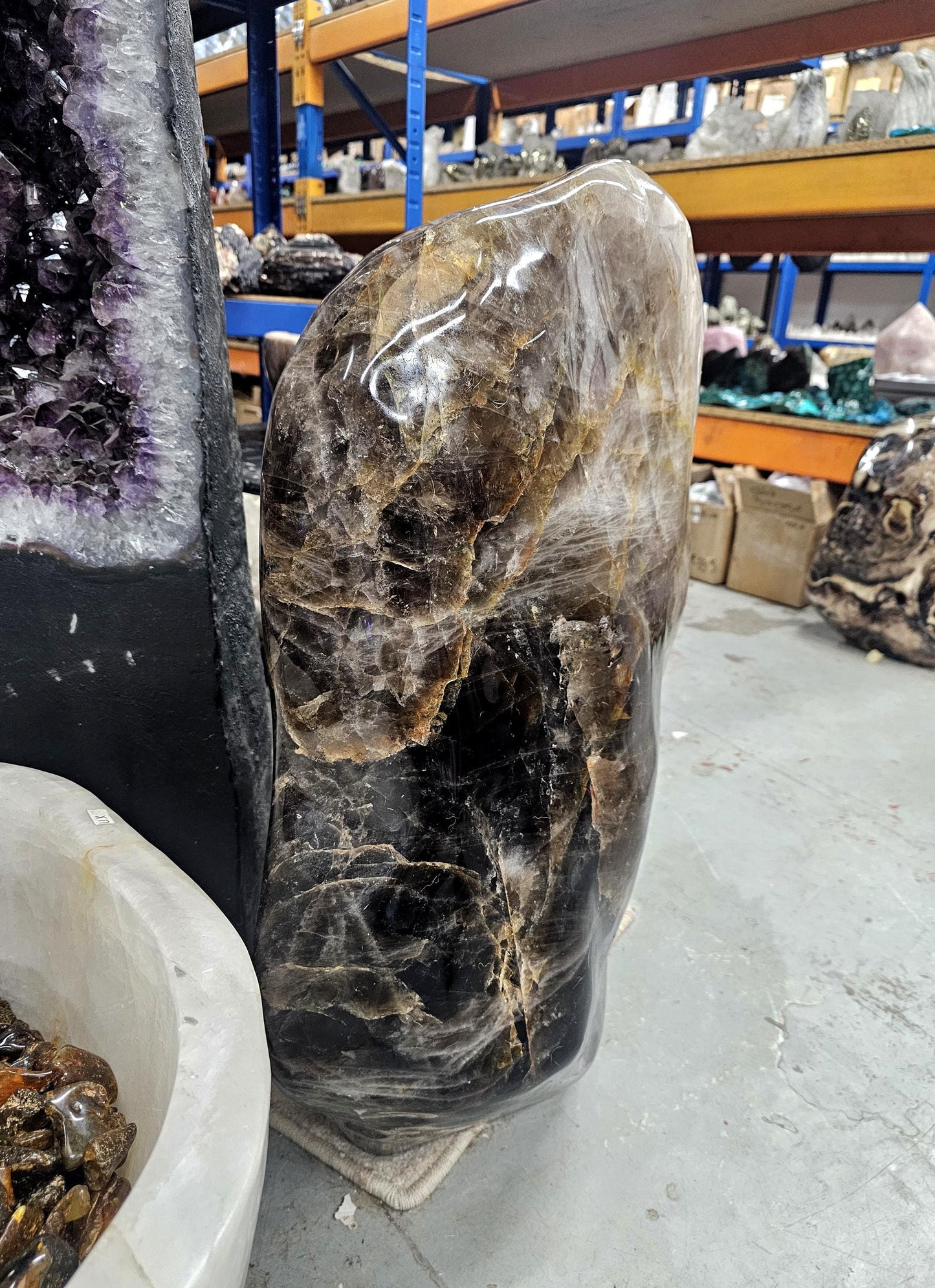 Very Large Smoky Quartz & Golden Healer Crystal 114.3 KG