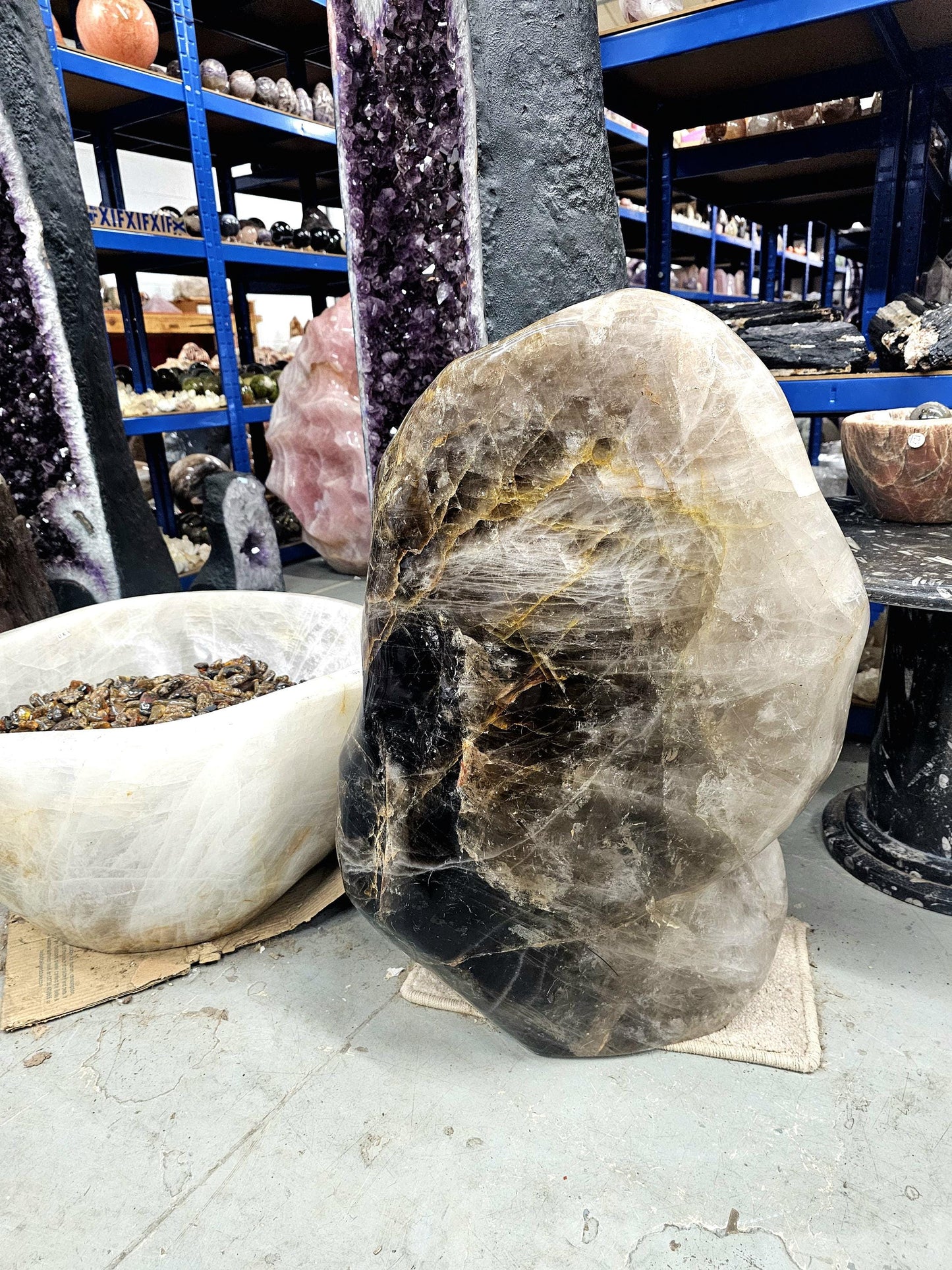 Very Large Smoky Quartz & Golden Healer Crystal 114.3 KG