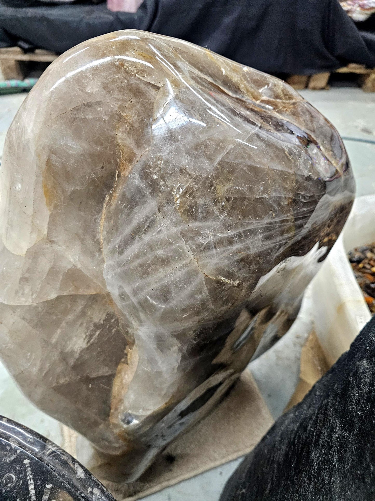 Very Large Smoky Quartz & Golden Healer Crystal 114.3 KG