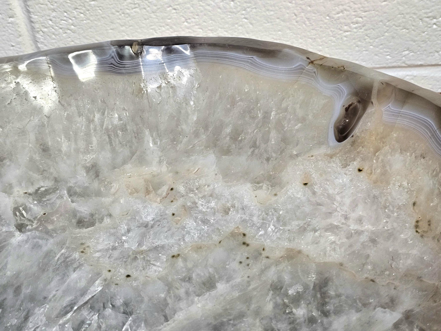 Very Large Agate Quartz Bowl Interior Design Piece 19.5 KG