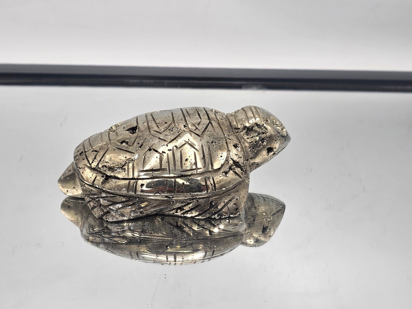 Gold Pyrite Turtle Crystal Carving (DP)