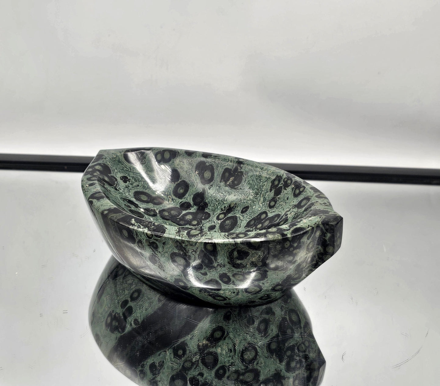 Large Kambaba Jasper Crystal Leaf Bowl (#9)