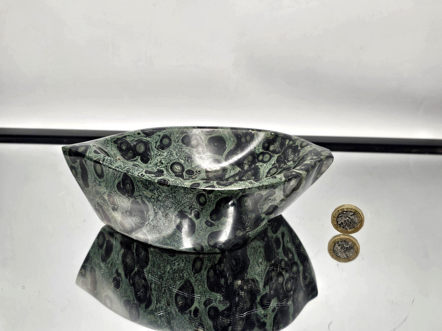 Large Kambaba Jasper Crystal Leaf Bowl (#8)