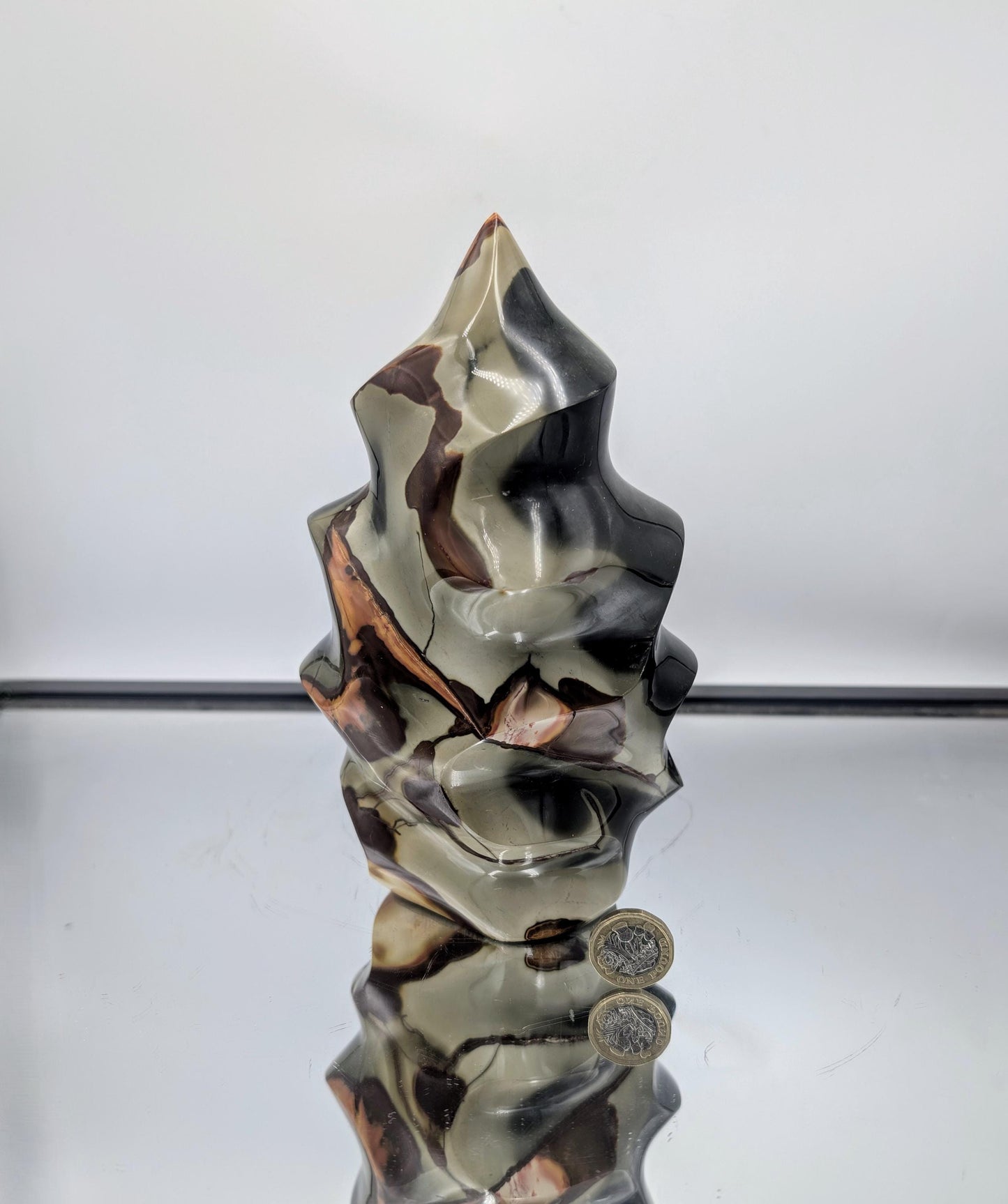 Large Polychrome Jasper Crystal Flame (#4)
