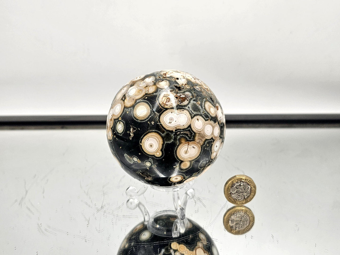 Large Orbital Ocean Jasper Crystal Sphere (#3)
