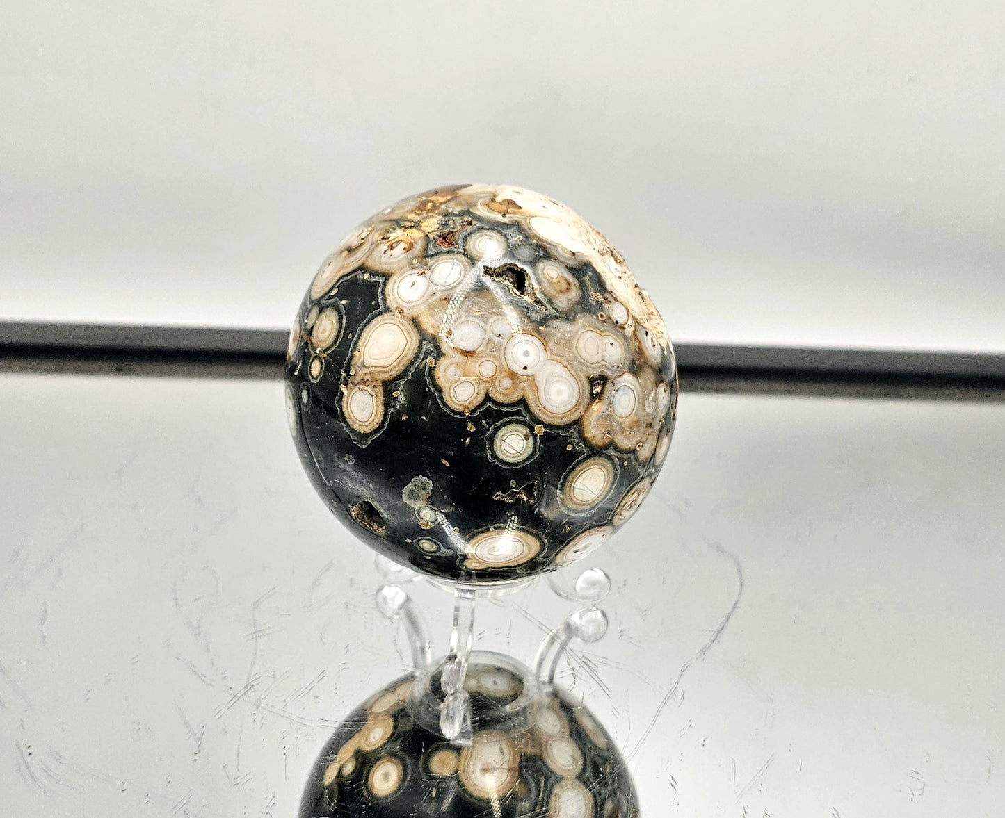 Large Orbital Ocean Jasper Crystal Sphere (#3)