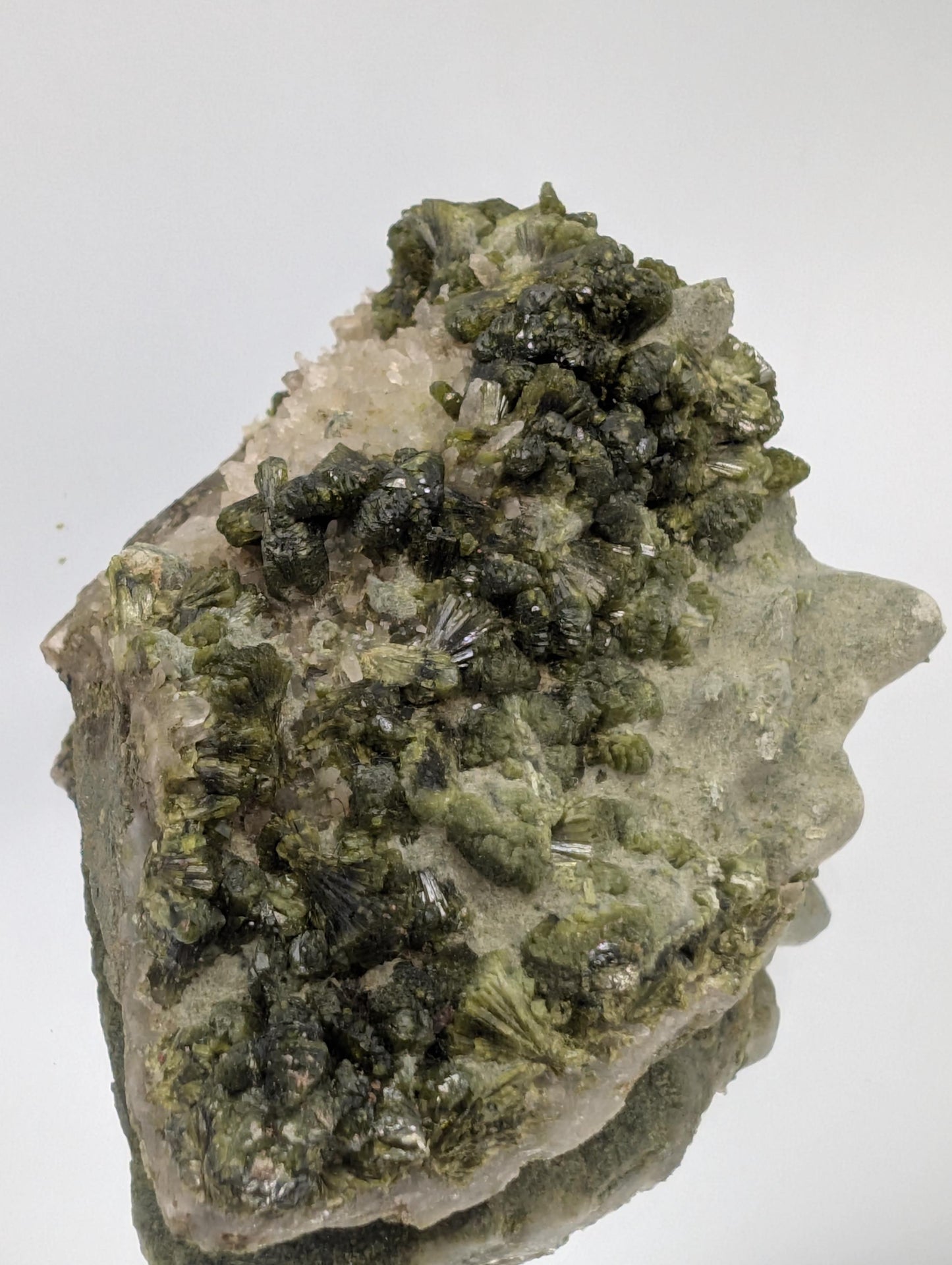 Forest Epidote On Quartz Crystal Fine Mineral (#4)